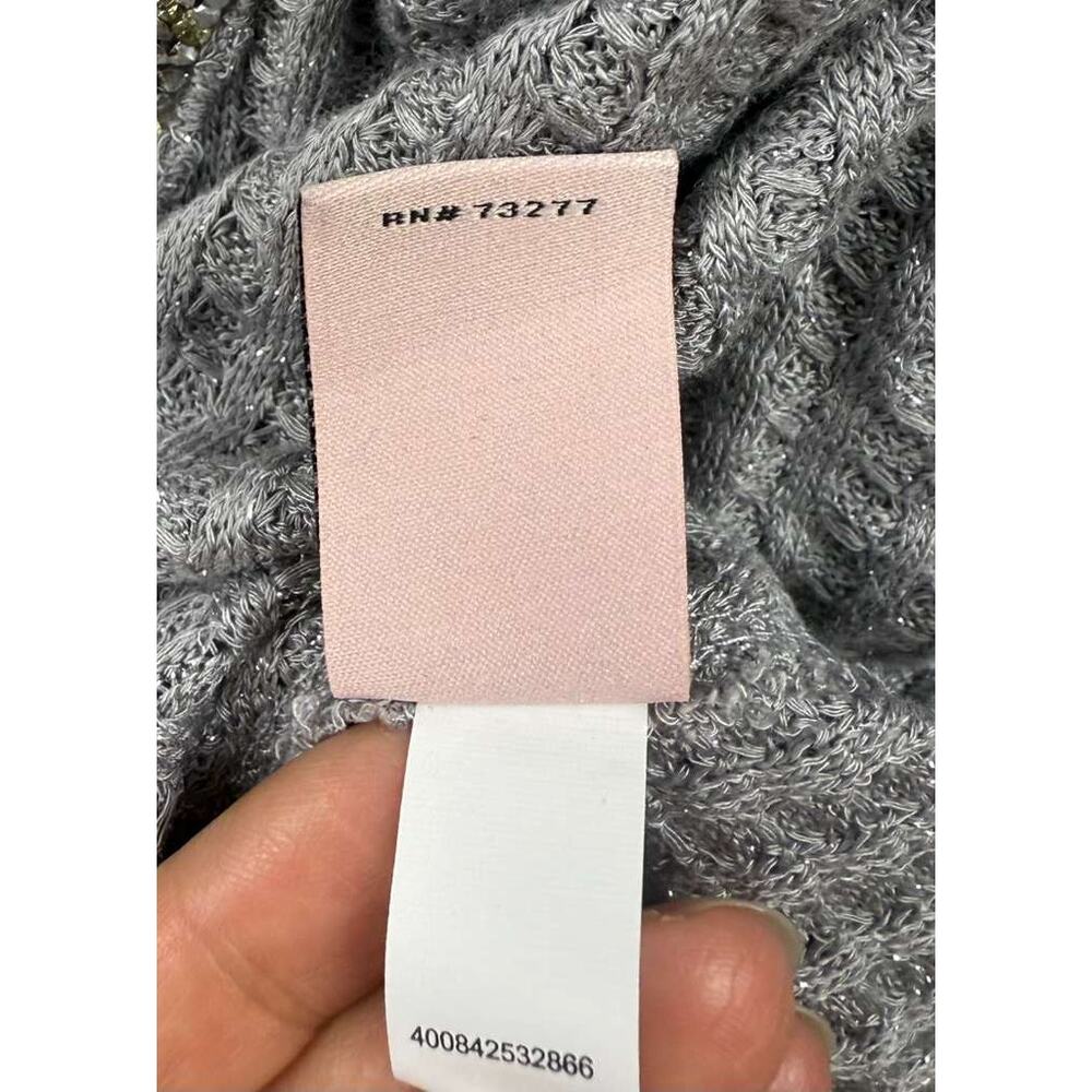 Juicy Couture Knit Top Women L Gray V Neck Long Sleeve Waffle Knit Pullover - Picture 9 of 9
